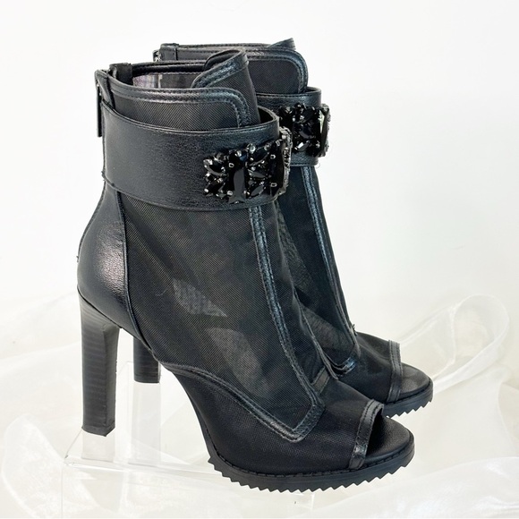 Karl Lagerfeld Paris Women's Blayze Peep Toe Boot Ankle 6.5 Black - Picture 5 of 10